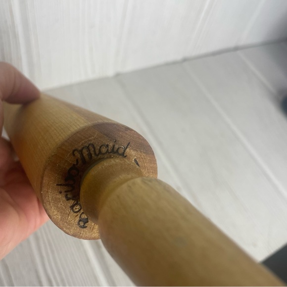 Vintage Baribo Maid Rolling Pin Hardwood 16.5” - Picture 4 of 9